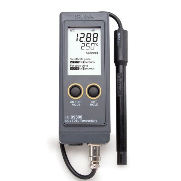 HI99300 влагозащищенный солемер - кондуктометр с большим ЖКД, АТС и амперометрич. датчиком, HANNA Instruments